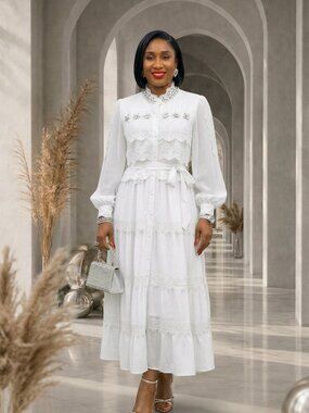 Embellished  White Outing/ work Dress
